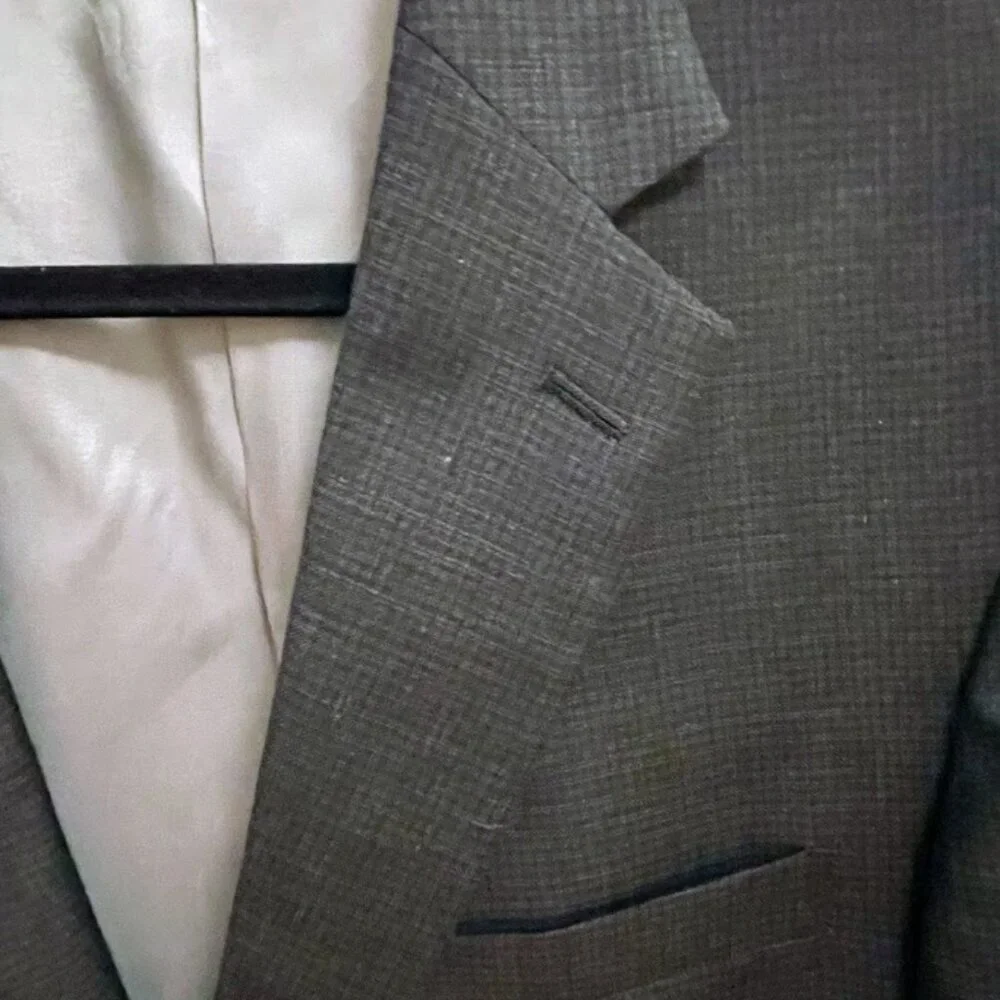 Hart Schaffner Marx Gray Plaid Australian Wool‎ Suit Coat Pants 44R Formal Work